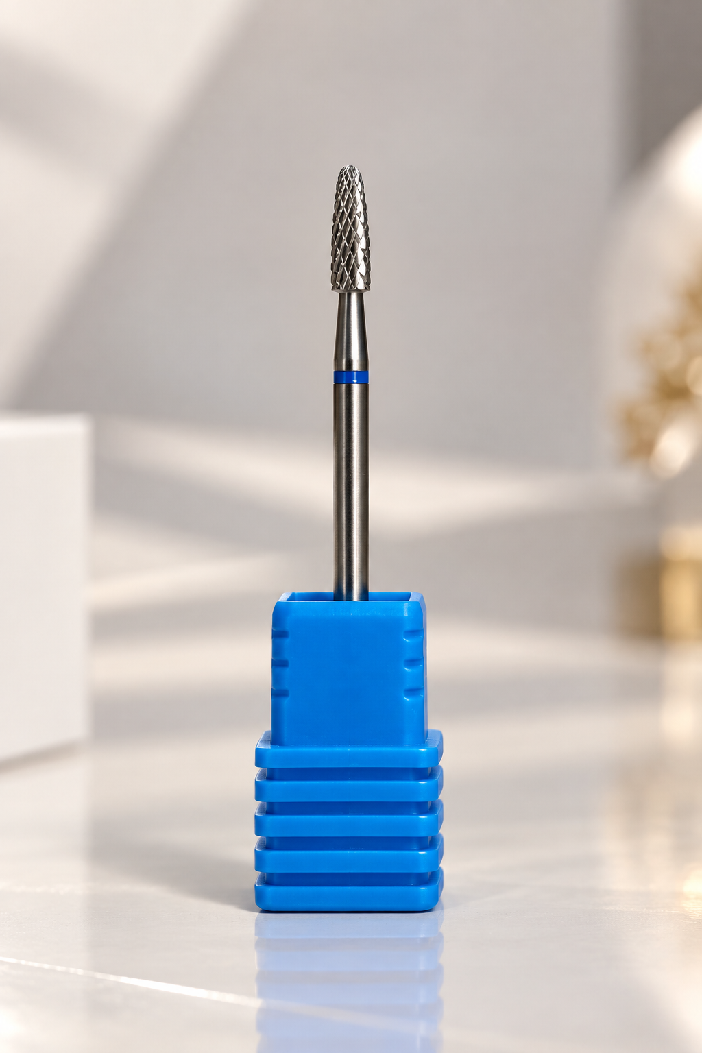 Broca grano de arroz de carbide con punta de seguridad y soporte azul